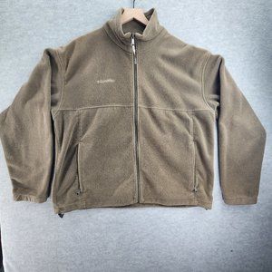 Columbia Jacket Mens Extra Large Brown Fleece Full Zip Mock Neck Hiking Casual